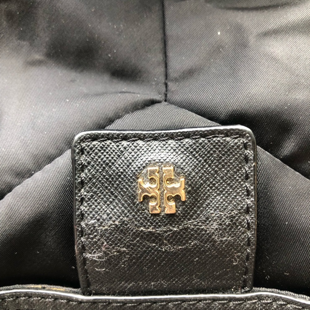 Tory Burch Black Nylon Tote with Logo Patch - Picture 14 of 14
